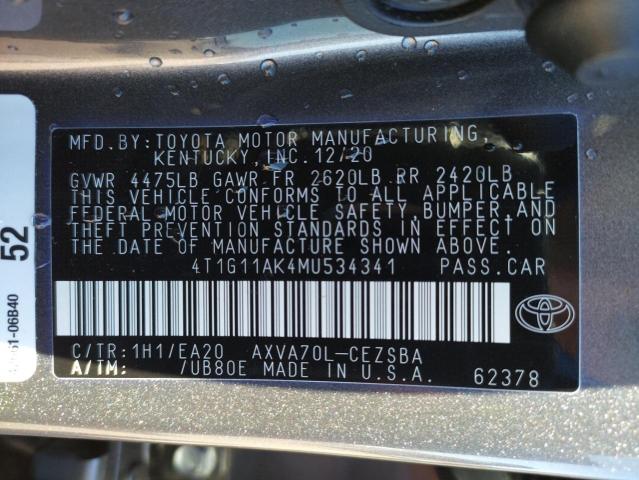 2021 TOYOTA CAMRY SE 4T1G11AK4MU534341