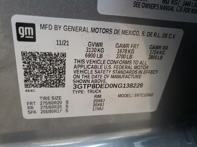 2022 GMC SIERRA LIM - 3GTP8DED0NG138229