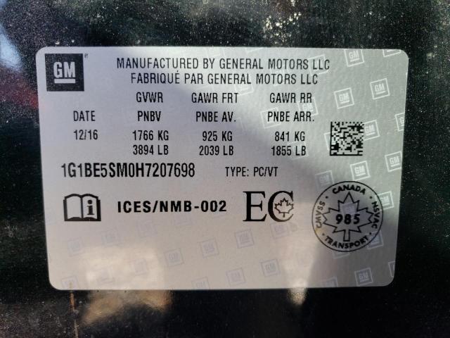 2017 CHEVROLET CRUZE LT - 1G1BE5SM0H7207698