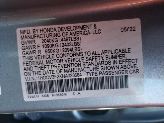 2022 HONDA ACCORD HYB - 1HGCV3F2XNA023684