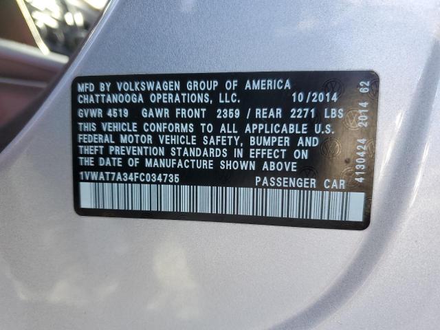 2015 VOLKSWAGEN PASSAT S - 1VWAT7A34FC034735