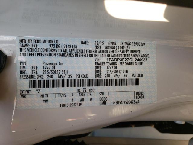 1FADP3F27GL246937 Ford FOCUS SE