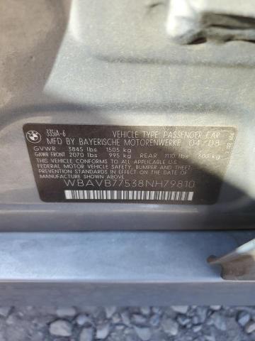 WBAVB77538NH79810 BMW 335 I