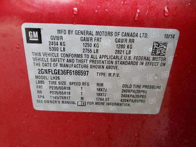 2015 CHEVROLET EQUINOX LT 2GNFLGE36F6186597