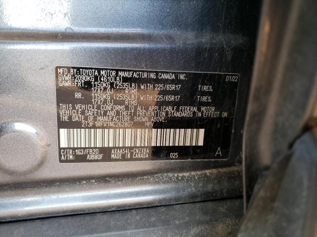 VIN 2T3F1RFV1NC262807 2022 TOYOTA RAV4 no.12