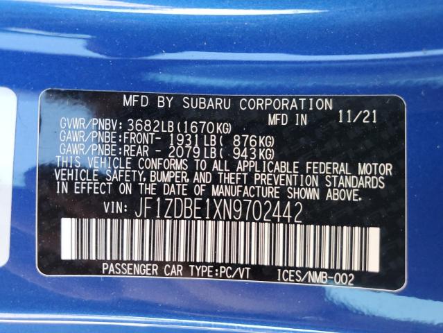 JF1ZDBE1XN9702442 Subaru Brz Limited