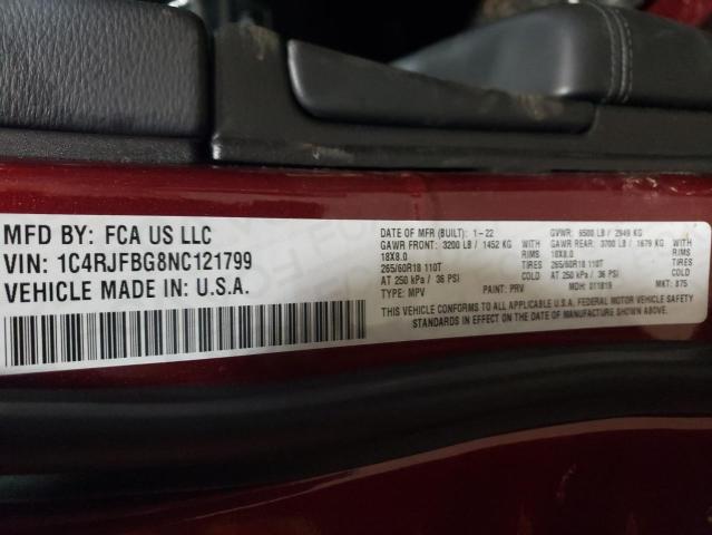 1C4RJFBG8NC121799 Jeep Grand Cherokee Limited