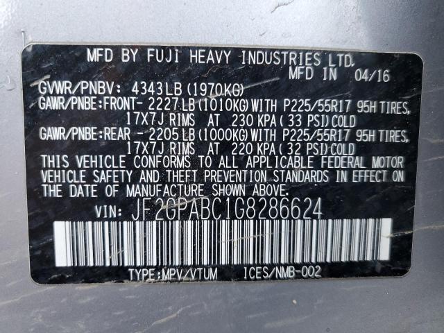 JF2GPABC1G8286624 Subaru Crosstrek Premium