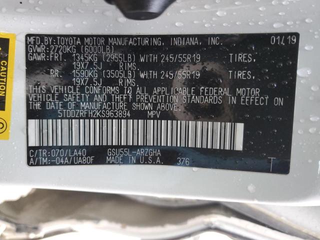 5TDDZRFH2KS963894 Toyota Highlander Limited
