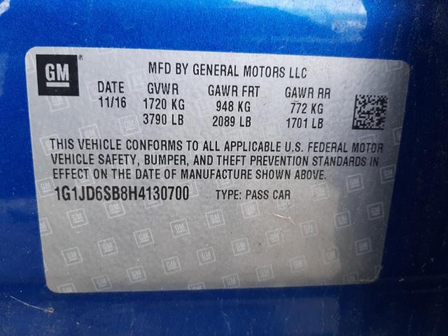 2017 CHEVROLET SONIC LT - 1G1JD6SB8H4130700