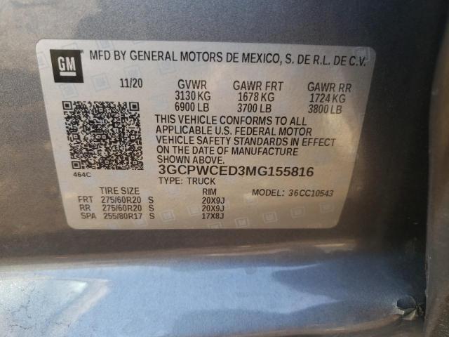 2021 CHEVROLET SILV1500 2 - 3GCPWCED3MG155816
