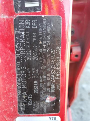 KNAFZ4A82G5464929 KIA FORTE EX