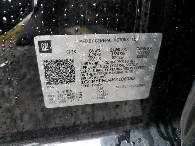 2019 CHEVROLET SILVERADO - 1GCPYFED4KZ106388