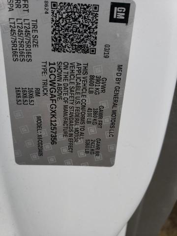 2019 CHEVROLET EXPRESS G2 - 1GCWGAFGXK1257356