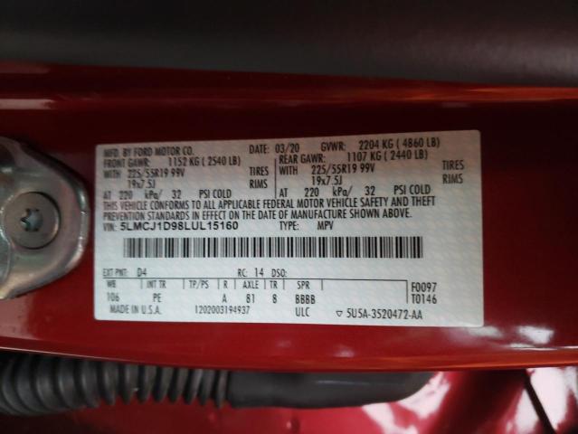 2020 LINCOLN CORSAIR - 5LMCJ1D98LUL15160