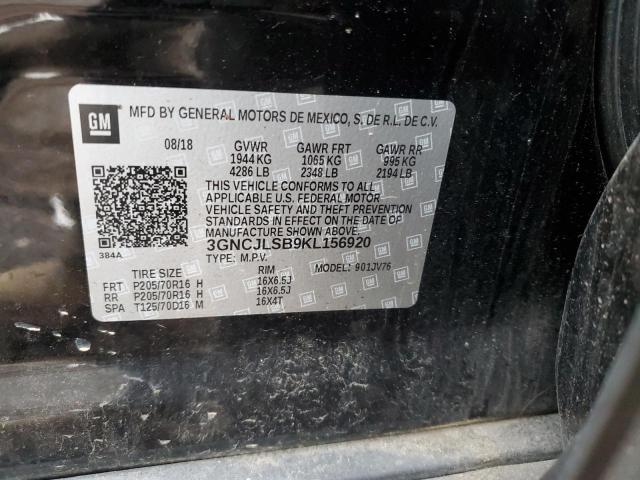 2019 CHEVROLET TRAX 1LT 3GNCJLSB9KL156920