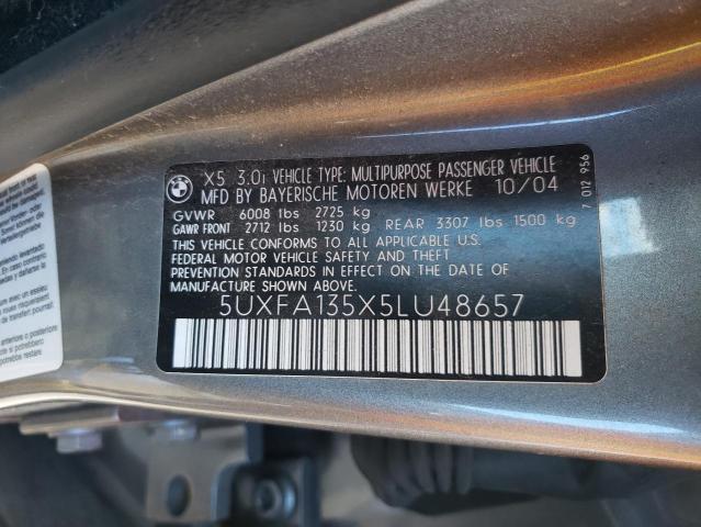 5UXFA135X5LU48657 BMW X5 3.0I