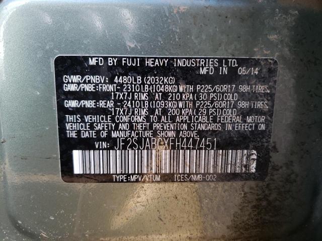 2015 SUBARU FORESTER 2 - JF2SJABCXFH447451