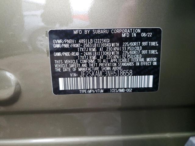 2022 SUBARU FORESTER W JF2SKAMC3NH518658