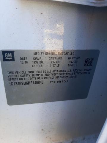 2017 CHEVROLET MALIBU HYB - 1G1ZJ5SU6HF146843