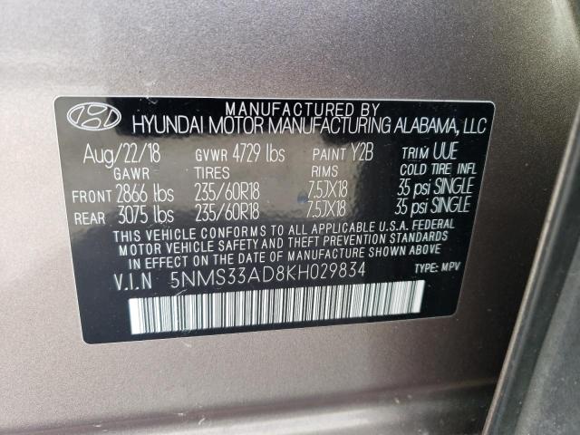 2019 HYUNDAI SANTA FE S - 5NMS33AD8KH029834