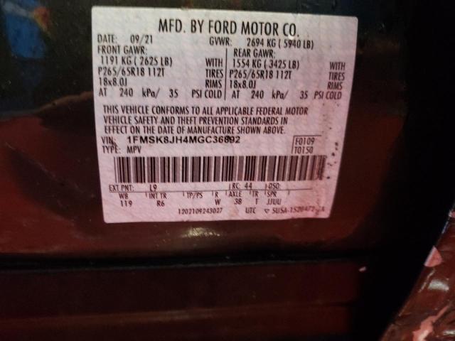 2021 FORD EXPLORER T 1FMSK8JH4MGC36892