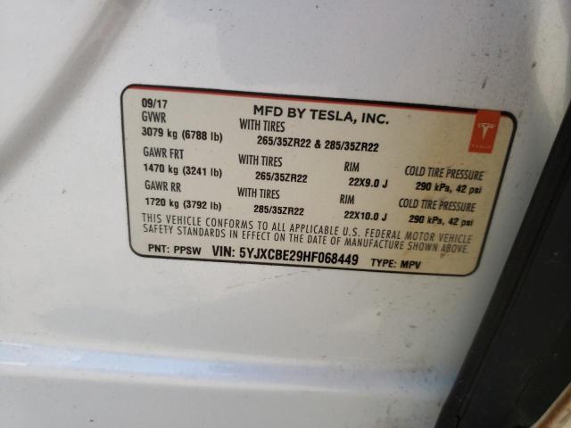 5YJXCBE29HF068449 Tesla MODEL X