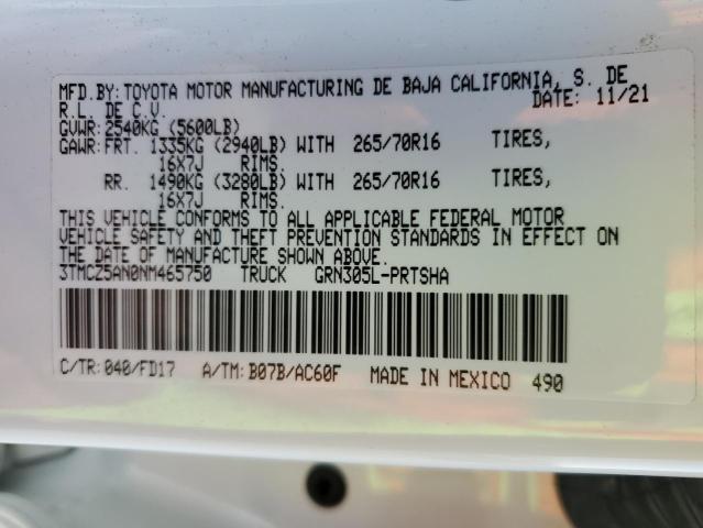 2022 TOYOTA TACOMA DOU 3TMCZ5AN0NM465750