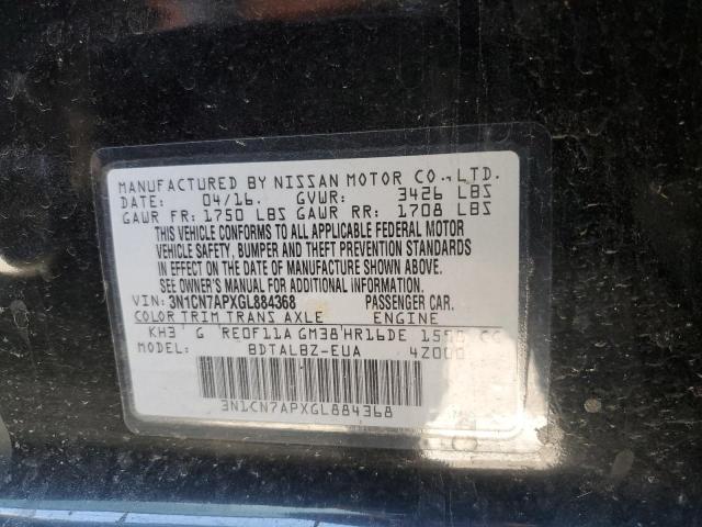 3N1CN7APXGL884368 Nissan VERSA S
