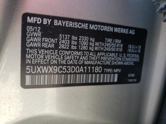 VIN 5UXWX9C53D0A11180 2013 BMW X3, Xdrive28I no.14