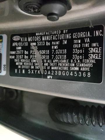 5XYKUDA23BG045368 KIA SORENTO EX