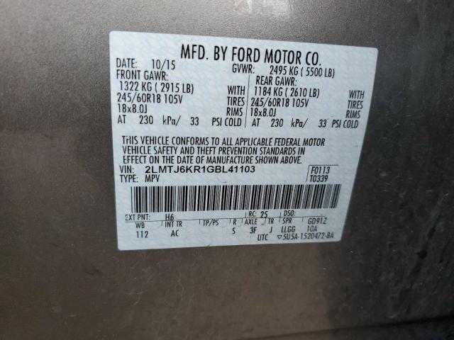 2016 LINCOLN MKX SELECT 2LMTJ6KR1GBL41103