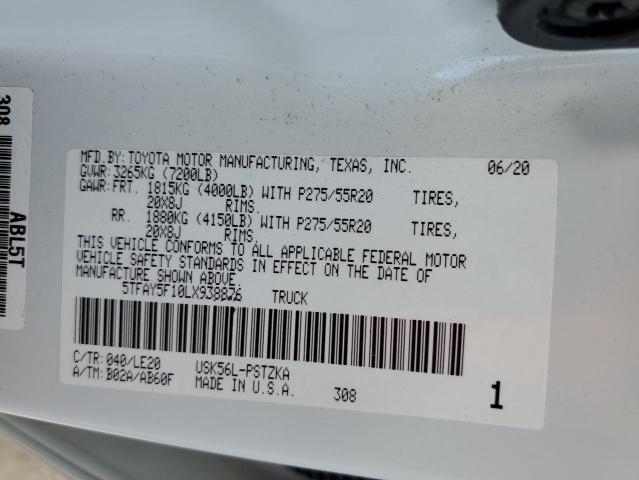 2020 TOYOTA TUNDRA CRE - 5TFAY5F10LX938876