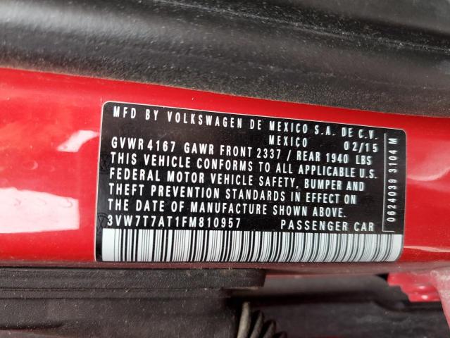 2015 VOLKSWAGEN BEETLE R-L - 3VW7T7AT1FM810957
