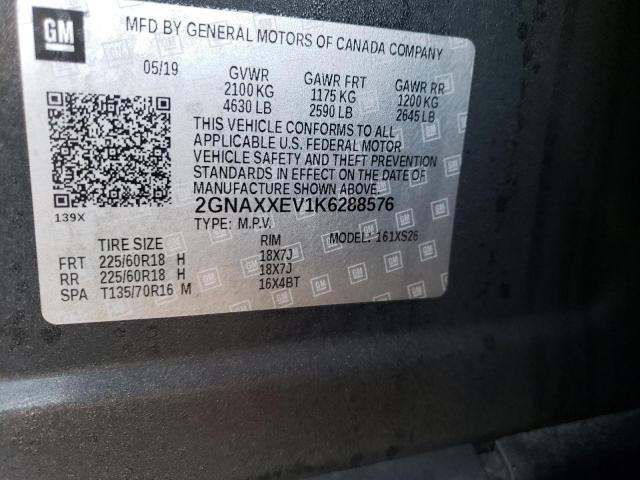 2019 CHEVROLET EQUINOX PR 2GNAXXEV1K6288576
