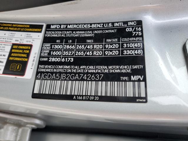 2016 MERCEDES-BENZ GLE 350 - 4JGDA5JB2GA742637