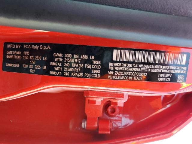 ZACCJBBT0GPC69312 Jeep Renegade Latitude