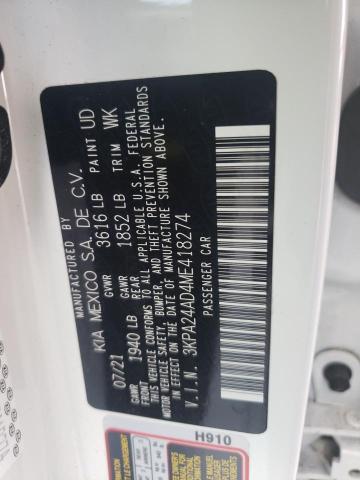 3KPA24AD4ME418274 KIA RIO LX