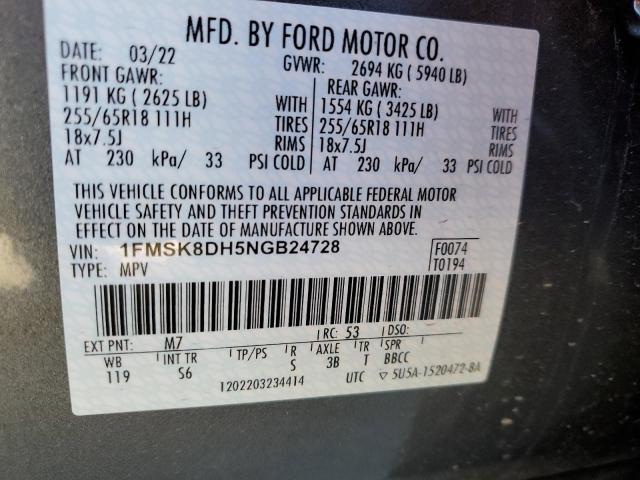 VIN 5NPDH4AE3DH393691 2022 FORD EXPLORER no.14