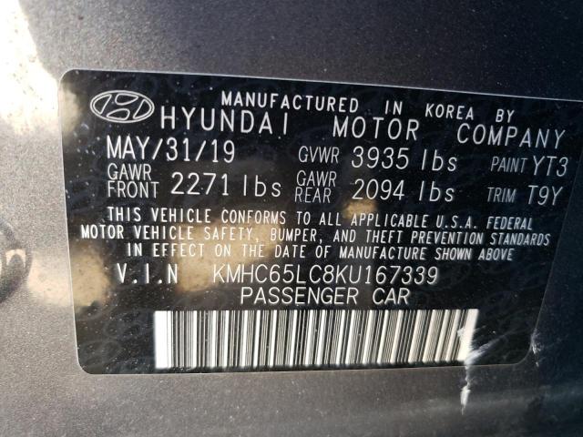 2019 HYUNDAI IONIQ BLUE - KMHC65LC8KU167339