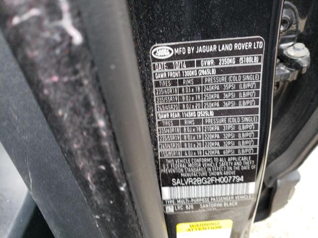 2015 LAND ROVER RANGE ROVE - SALVR2BG2FH007794