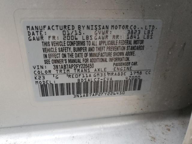 3N1AB7AP2FY226450 Nissan SENTRA S