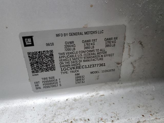 2018 CHEVROLET SILVERADO - 1GCVKREC1JZ377361