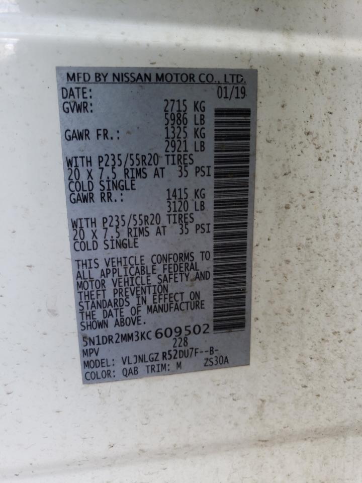 5N1DR2MM3KC609502 NISSAN PATHFINDER 2019