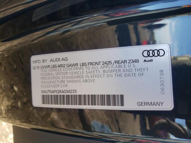 2019 AUDI A5 PREMIUM - WAUTNAF52KA034233