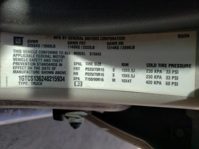 1GTCS136248215934 GMC Canyon