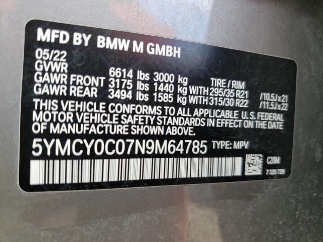 2022 BMW X6 5YMCY0C07N9M64785