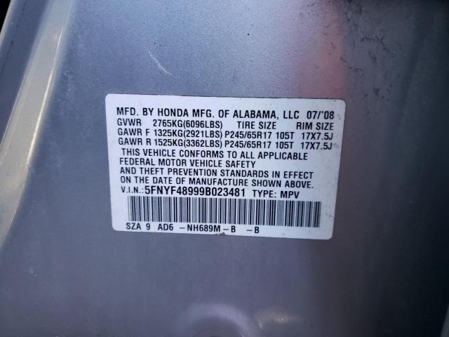 2009 Honda Pilot Touring VIN: 5FNYF48999B023481 Lot: 62907673