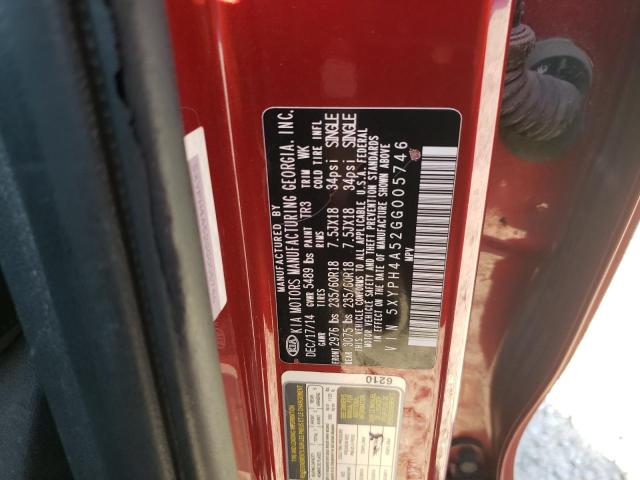 5XYPH4A52GG005746 KIA SORENTO EX