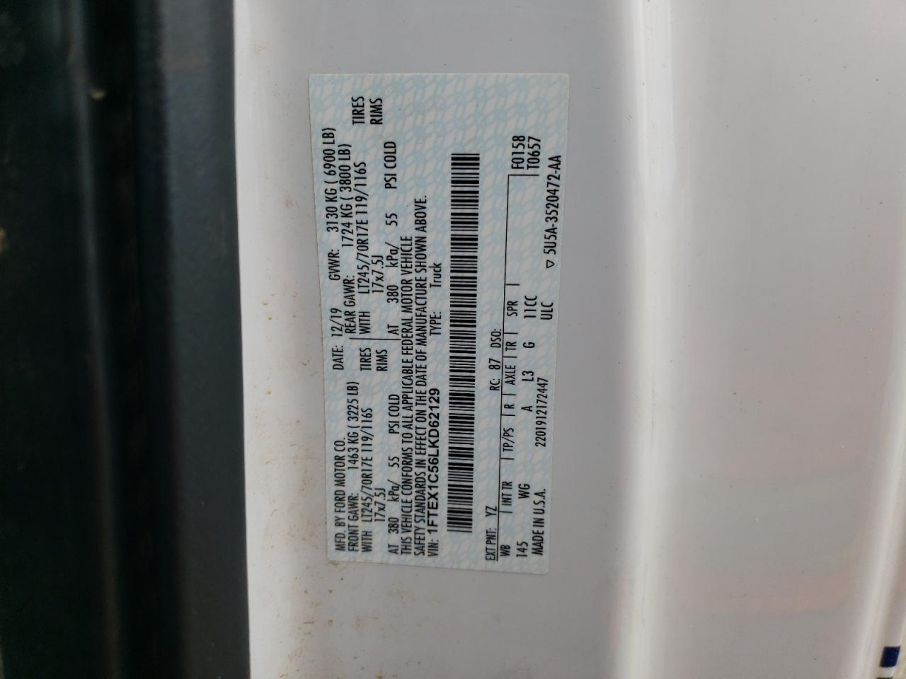 1FTEX1C56LKD62129 FORD F-150 2020